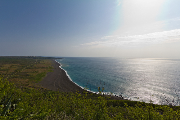The Iwo Jima invasion beach as seen from the spot of the flag raising atop Mt. Suribachi