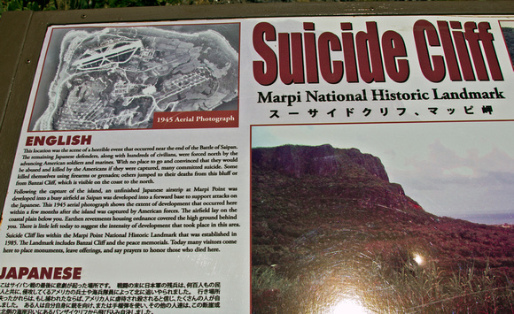 Marpi Point suicide cliffs on Saipan. There were places on several of the islands where many Japanese jumped to their deaths either out of fear that jumping to their death was preferable to the horrib